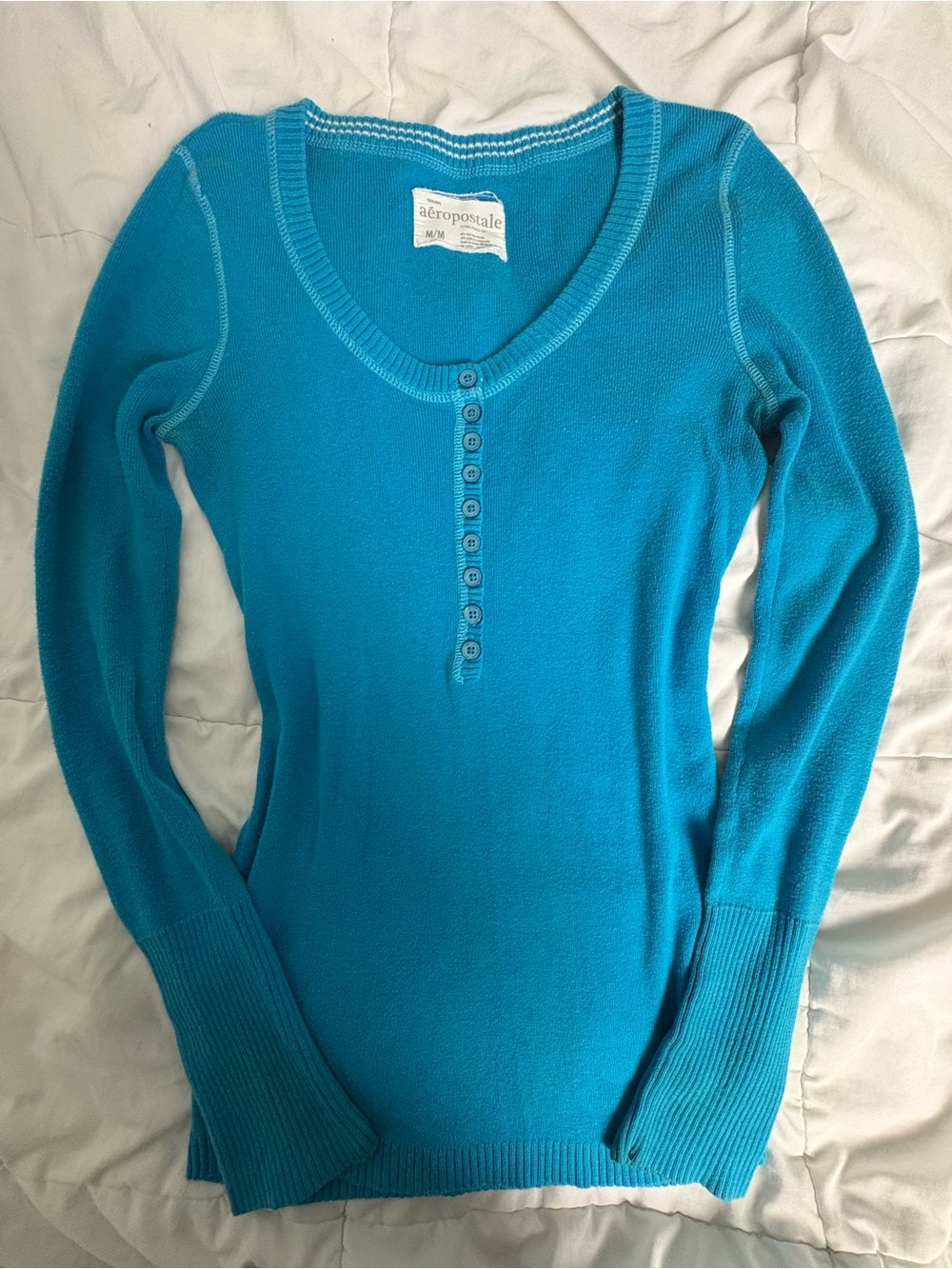 Vintage Y2K Aeropostale Blue Button Down Henley Top